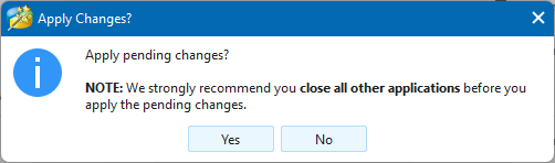 Minitool Partition Wizard Confirm changes