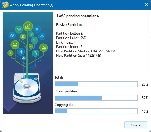 Minitool partition Wizard Loading window
