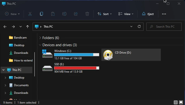 Extend C drive using