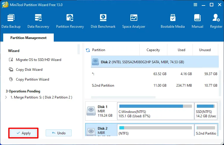Minitool Partition Wizard Apply Changes