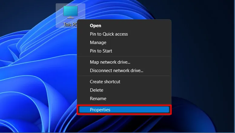 Open This Pc Properties